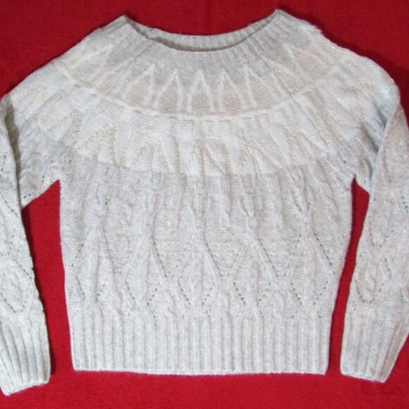 White House Black Market Fairisle Lurex Sweater - Picture 4 of 12